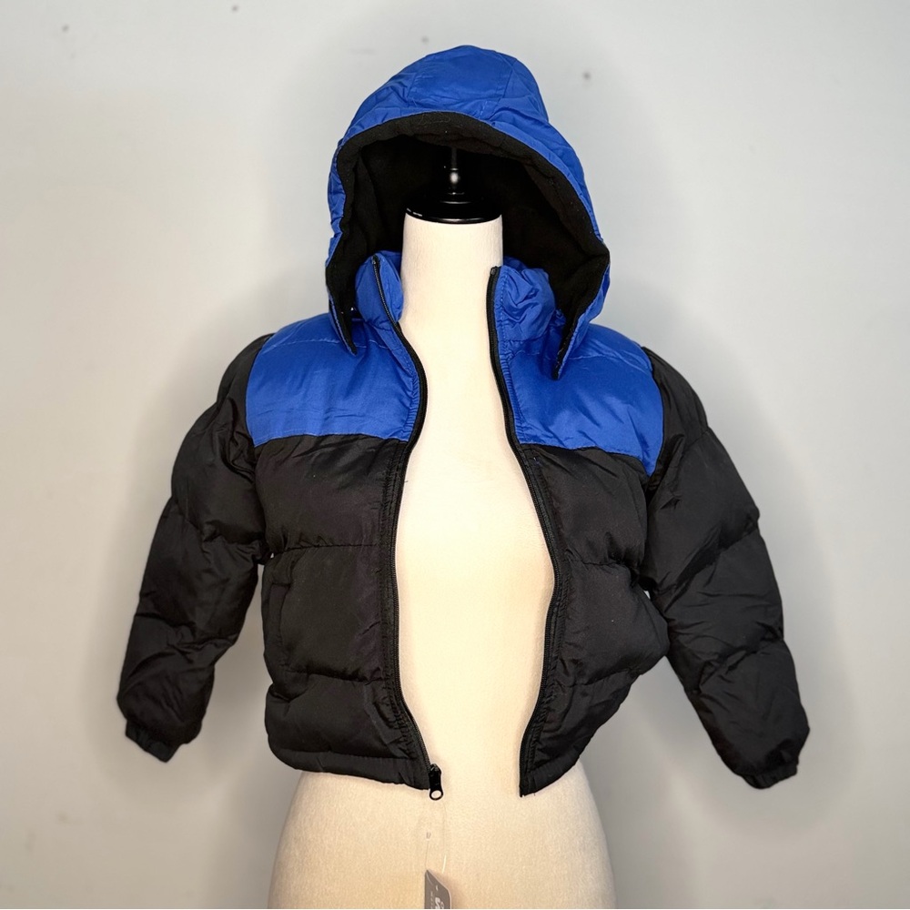 NWT Operation Warm Blue Black Boys Puffer Jacket Detachable Hoodie Size 5-6